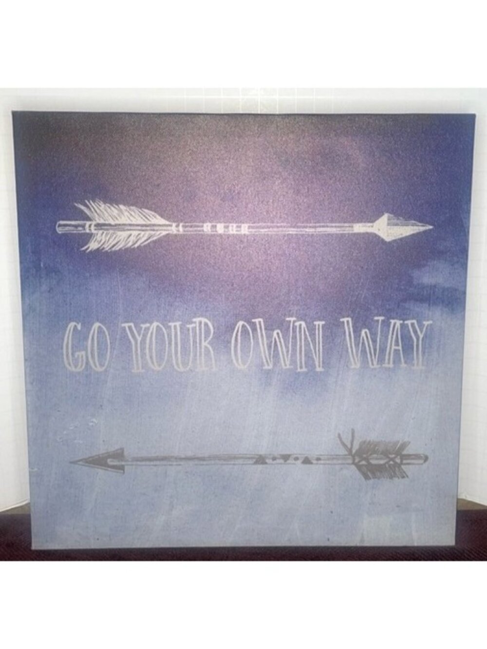 Go Your Own Way Canvas Wall Art White Blue Arrow 12x12 Home Inspirational Quote - Picture 3 of 6